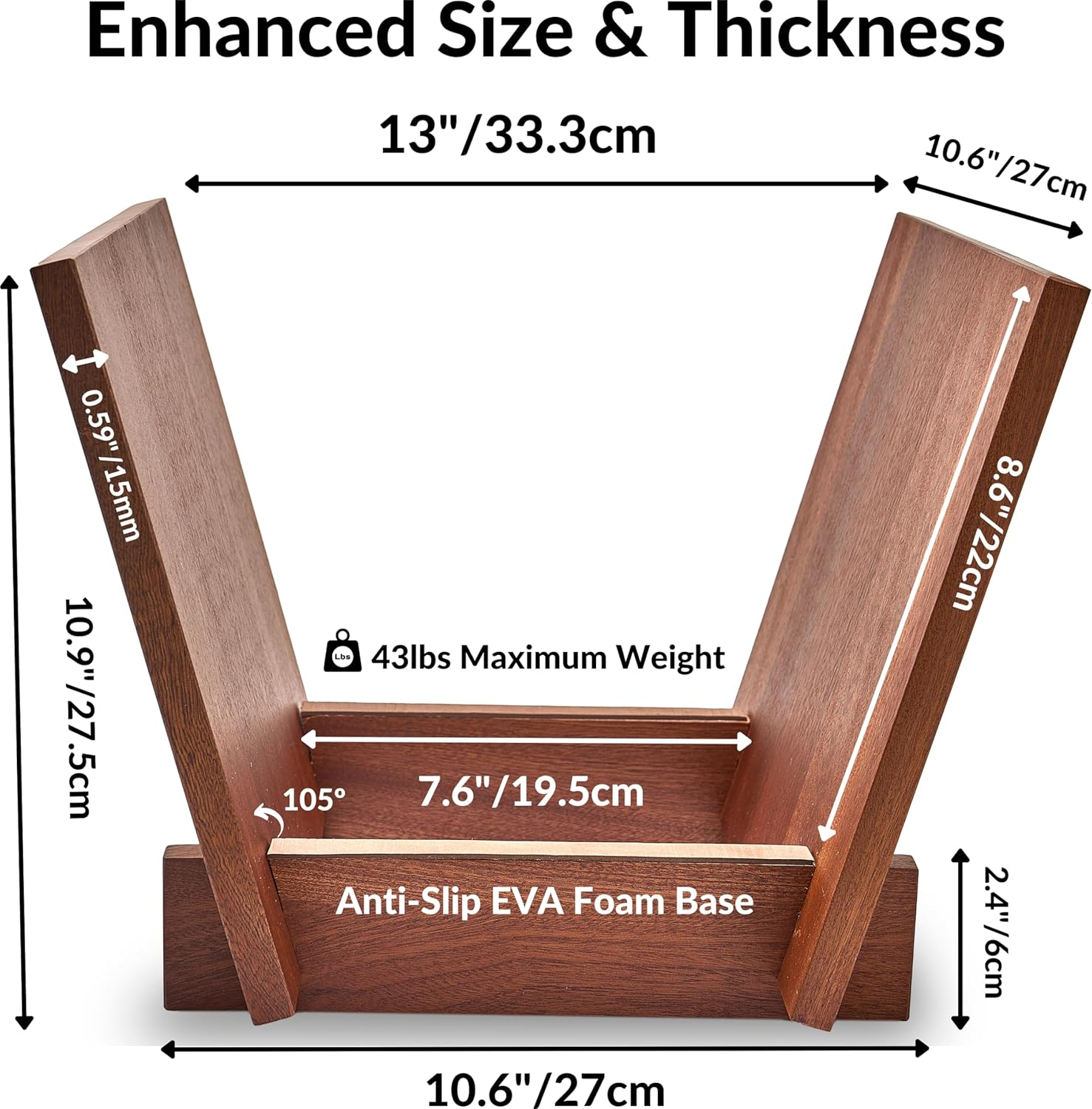 Honygebia Solid Wood Record Holder - Sapele Wooden Vinyl Record Stand, V-Shaped Album Rack for Display and Storage, Ideal for Storing Collection of 40 Premium Lps image number 4