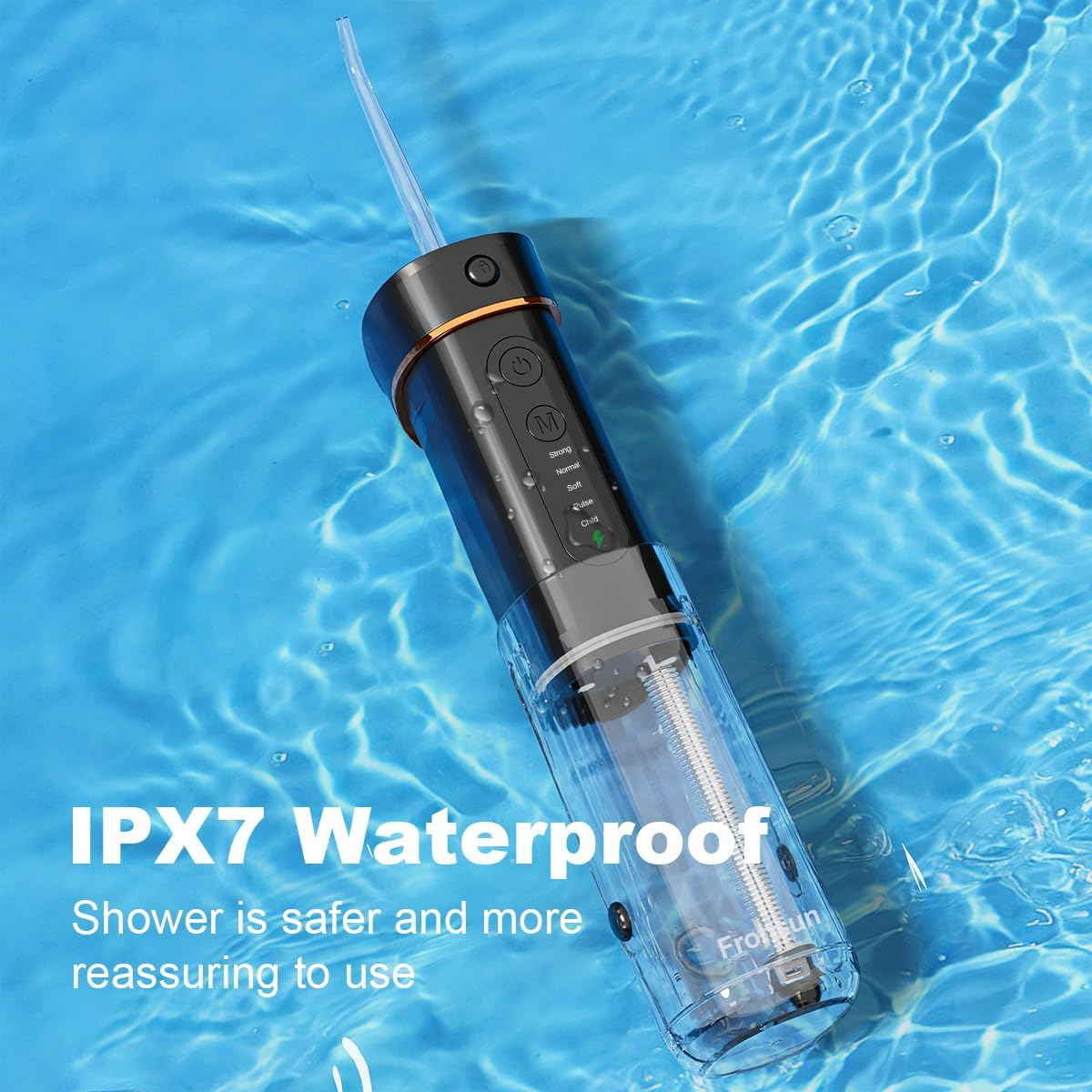 Retractable Water Dental Flosser Cordless Oral Irrigator for Dental&Oral Health 5 Pressure Modes for Kids&Adults 6 Tips IPX7 Waterproof Low Noise Rechargeable Dental Flosser for Home&Travel (Black)