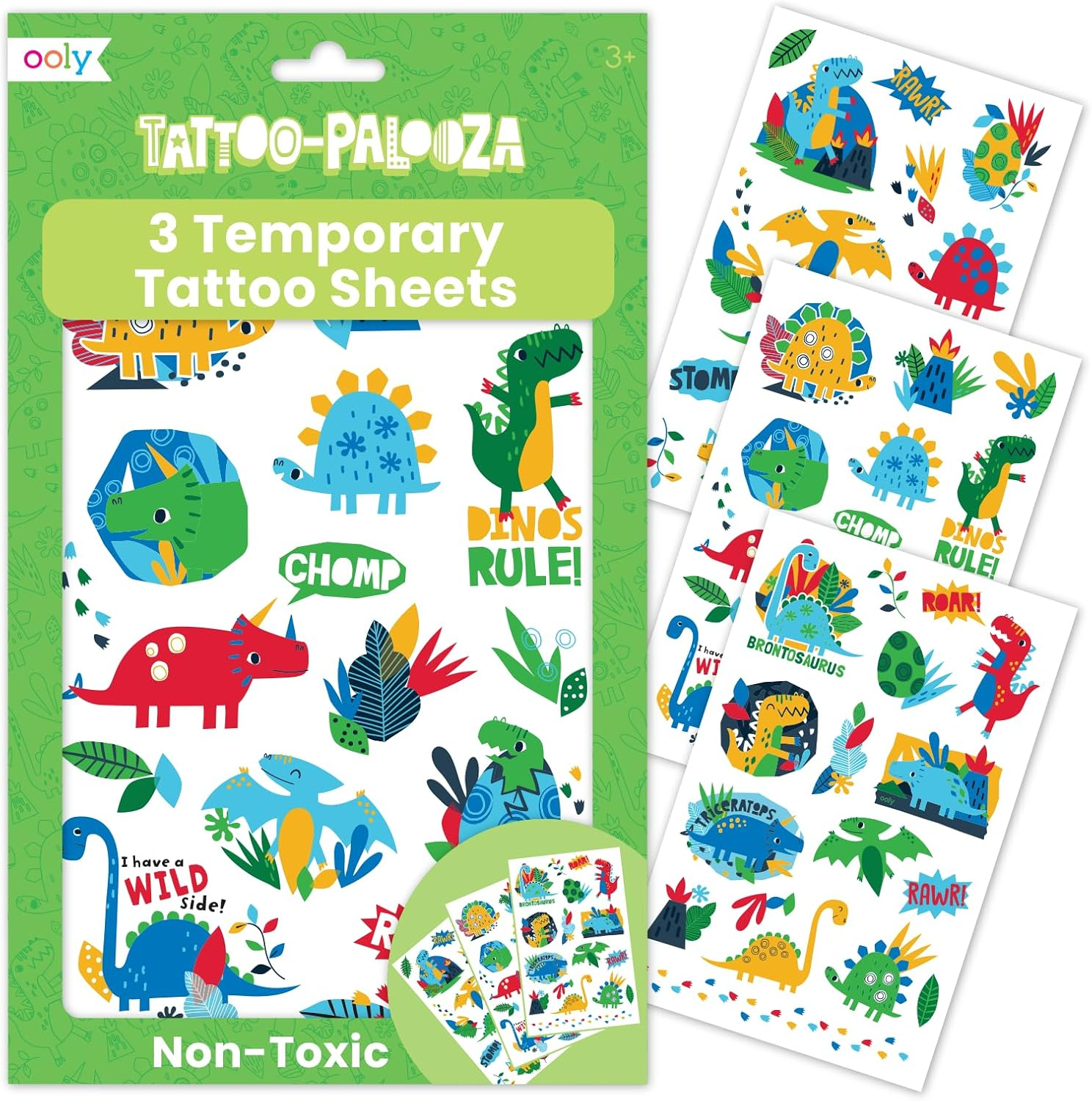 OOLY, Tattoo Palooza Skin-Friendly and Non-Toxic Temporary Tattoo for Kids - over the Rainbow, 3 Sheets