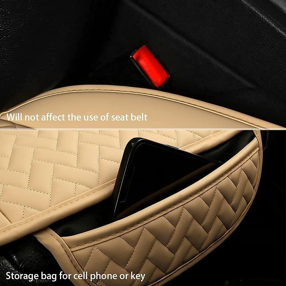 West Llama Full Set Car Seat Covers for Front and Rear Bottom Seats Only, Luxury PU Leather Car Seat Pads Protectors Waterproof and Wear-Resistant,Beige image number 4