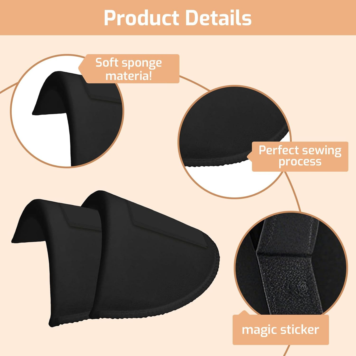 4 Pairs Set-In Shoulder Pads 1.5Cm Thickening - Premium Foam Padding for Women'S Blazer Suit & Jacket Sewing Supplies - Breathable Sponge Pads for Sloping/High/Low Shoulders (Black & White) image number 3