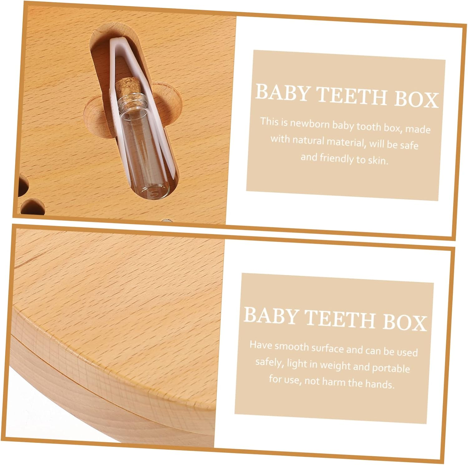 ERINGOGO Wooden Tooth Keepsake Box for Kids Baby Lost Tooth Holder Engraved Memory Container for Boys and Girls Natural Material for Cherished Memories image number 4