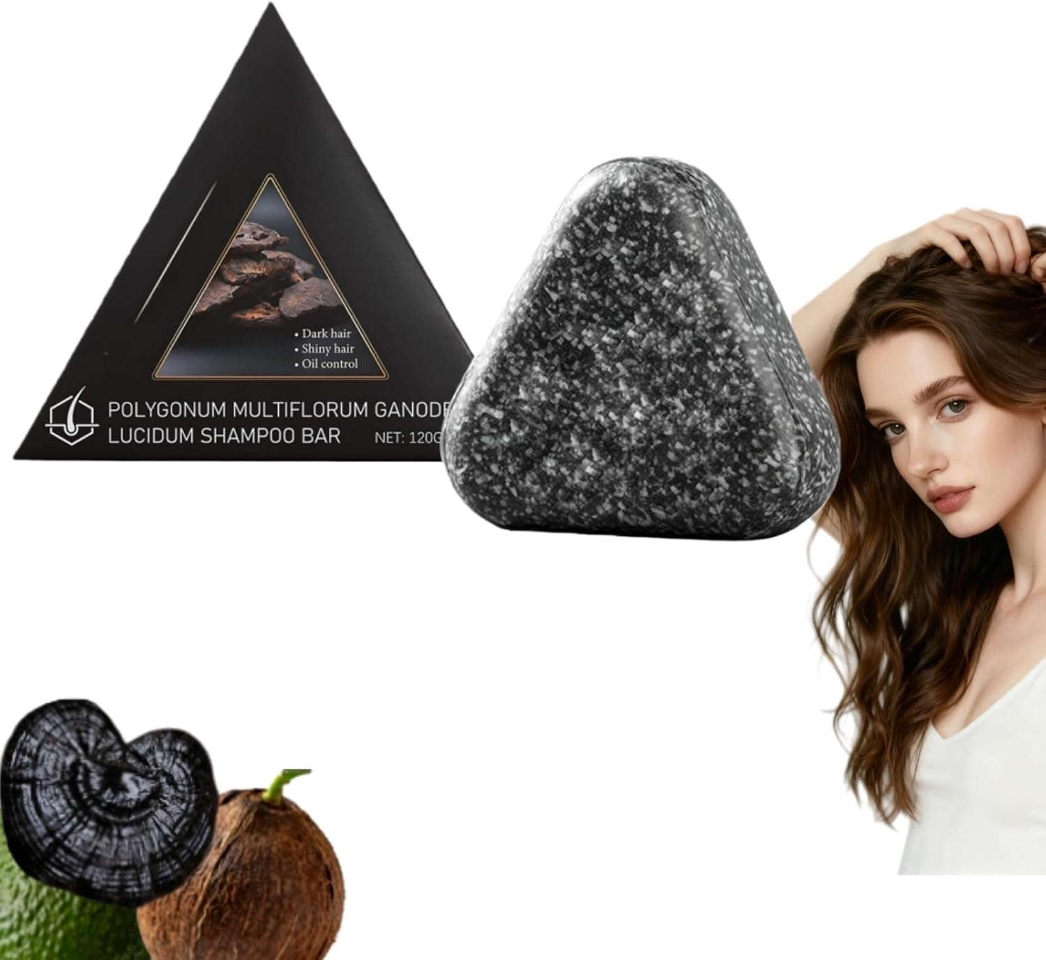 Polygonum Multiflorum Shampoo Black Hair Soap Bar - anti Hair Loss & Thickening for Thinning, Shampoo & Conditioner Bar for Gray & Older Women, Deep Cleansing for Scalps (5)