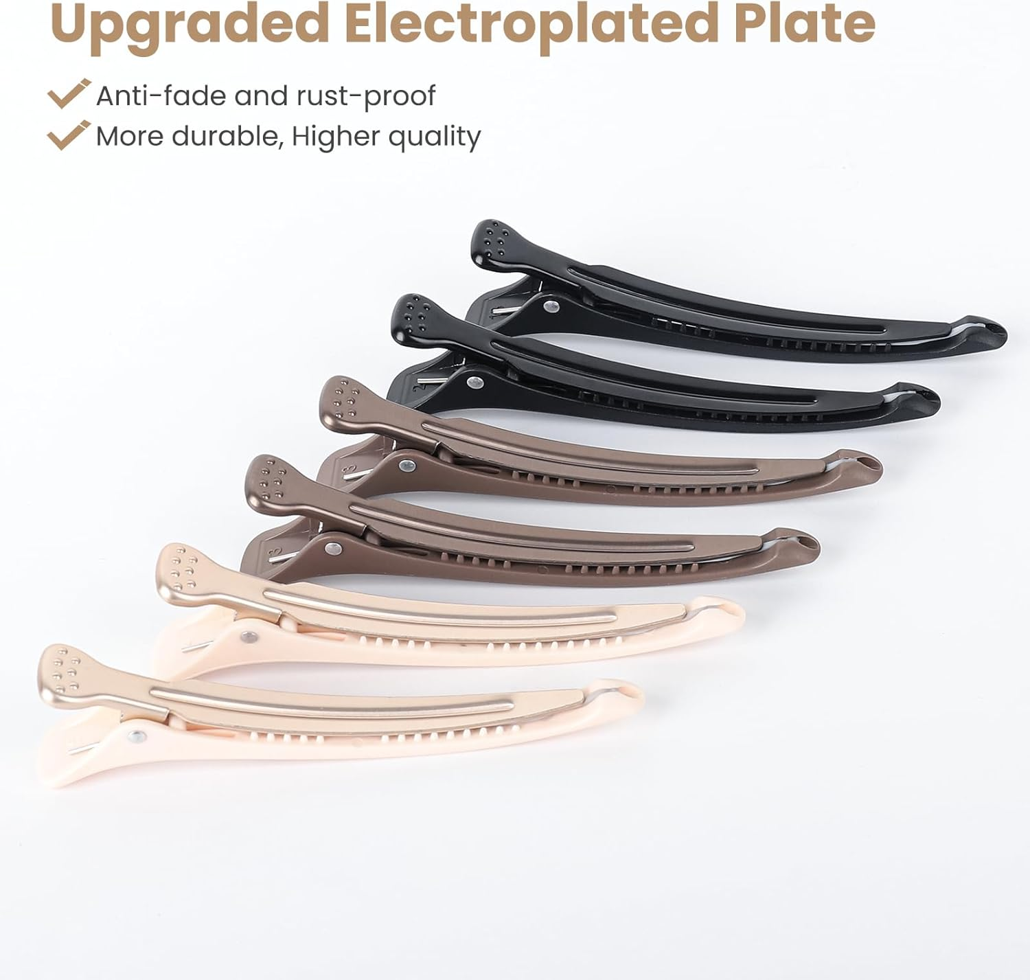 AIMIKE Professional Hair Clips for Styling Sectioning, 12Pcs Non Slip No-Trace Duck Billed Hair Clips with Silicone Band, Salon and Home Hair Cutting Clips for Hairdresser, Women, Men-10.9 Cm Long image number 2