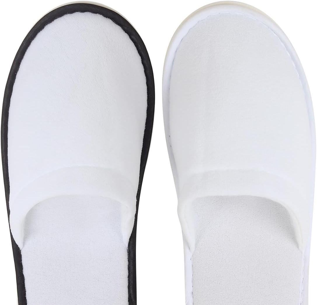 Yeios Hotel Spa Slippers Closed Toe Home Guest Slippers for Adult 20 Pairs for Men and Women White image number 1