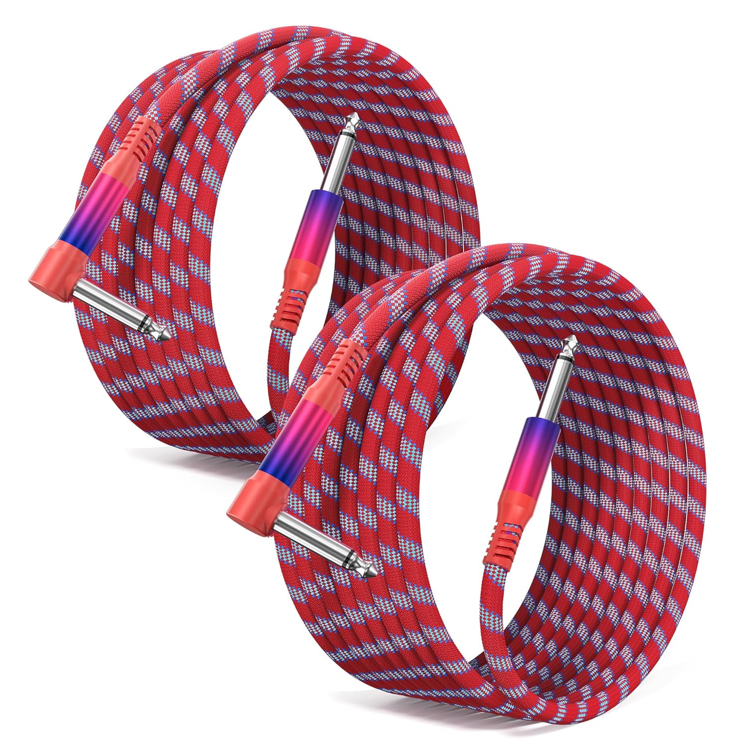 Elebase 1/4 Inch Guitar Lead 3M,Right Angled 6.35Mm Male to Male Guitar Cable,Ts Mono Quarter Instrument Amp Cord 90 Degree Audio Line for Electric Bass,Keyboard,Amplifiers,Speakers,Pedal,Colored,10Ft image number 5