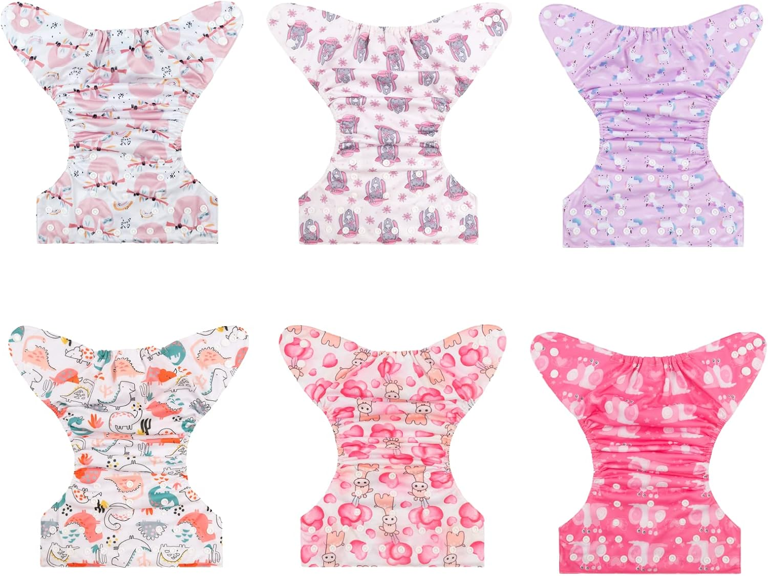 ALVABABY Baby Cloth Diapers 6 Packs with 12 Pcs 5-Layer Charcoal Inserts Adjustable Washable Reusable 6DM32-ZTN-AU image number 4