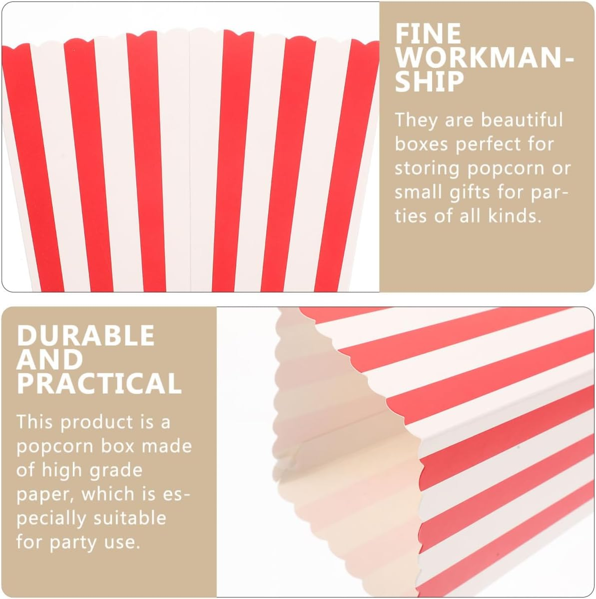 LIFKOME Popcorn Bucket Disposable Paper Boxes 4.53 Inch for Movie Night Party Snacks and French Fries Serving 24 Pack Party Supplies image number 2