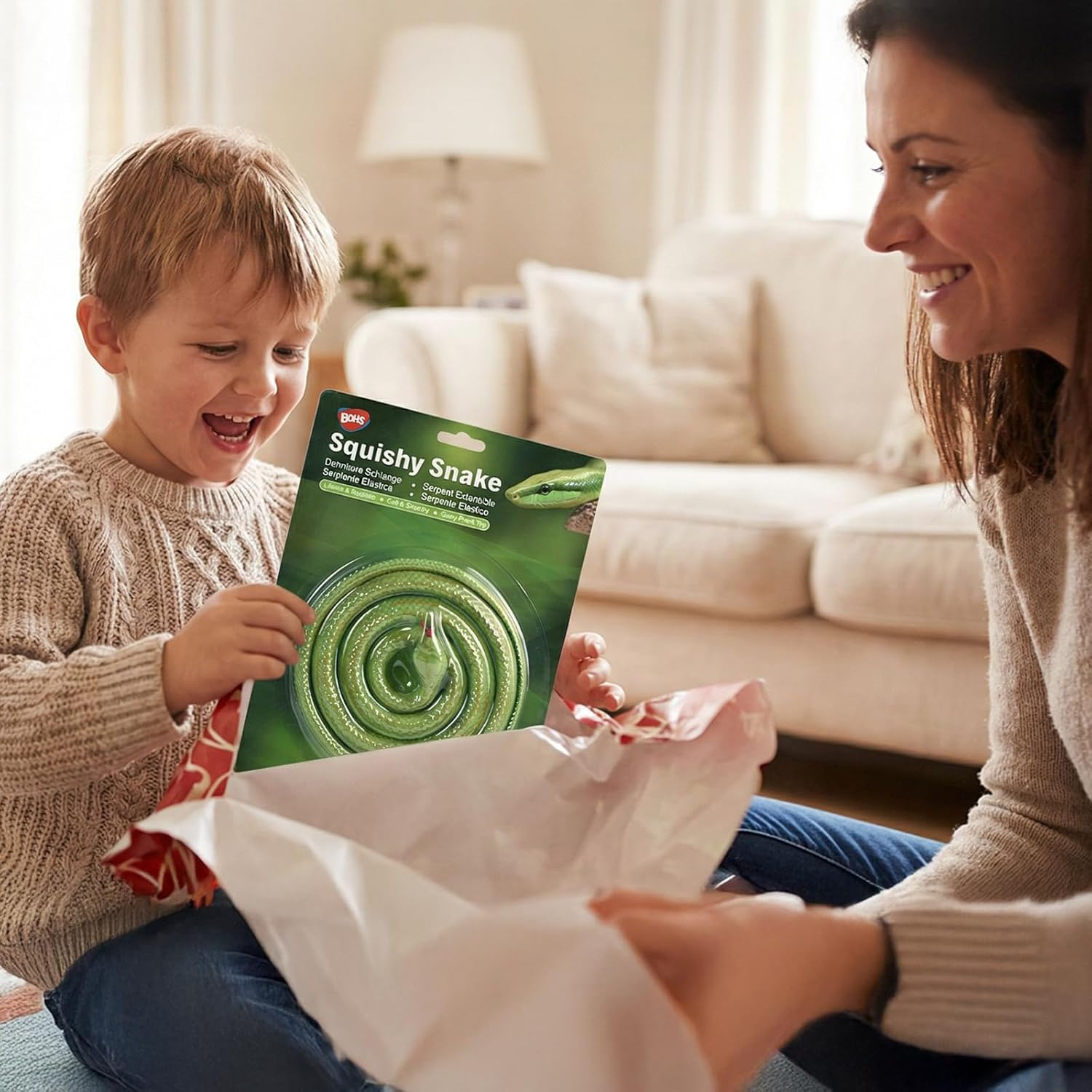 BOHS Elastic Rubber Green Snake- Stretch & Swing - Easy Camouflage - Prank Toy Scary Fake Lifelike Animal Model - 130 CM / 4.2 Feet