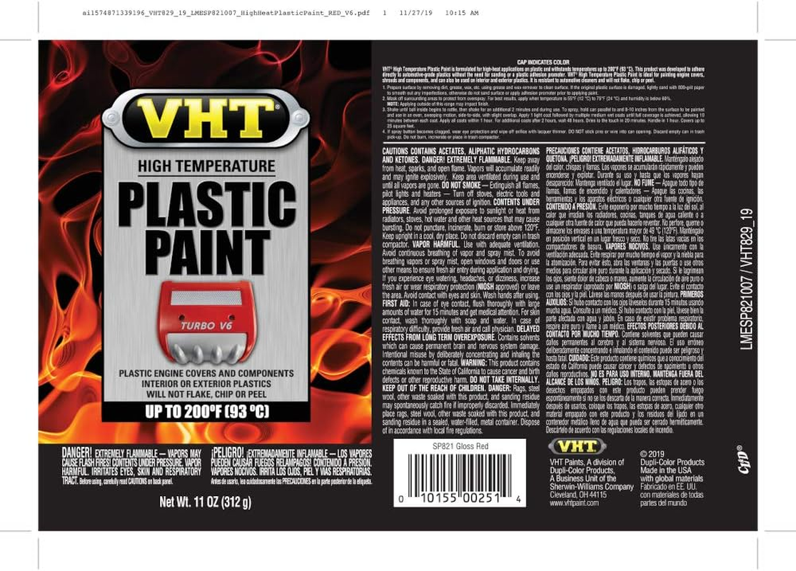 VHT High Temperature Plastic Paint Gloss Red image number 4