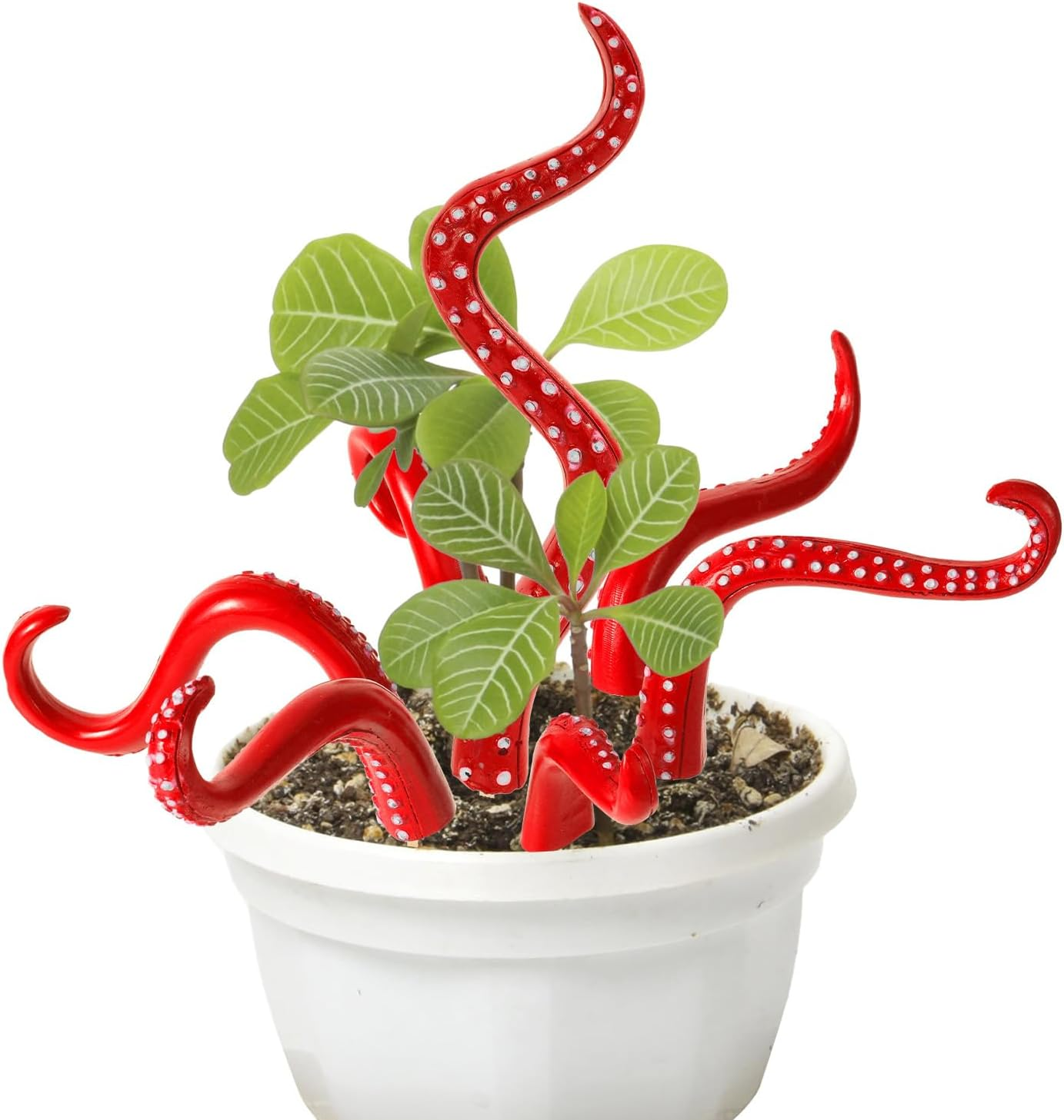 7Pcs Octopus Tentacle Plant Stakes, Various Shapes Glow in the Dark Octopus Leg Stakes Evil Decorative Garden Stakes for Potted Plants Indoor Outdoor Plant Lover Decoration(Red)
