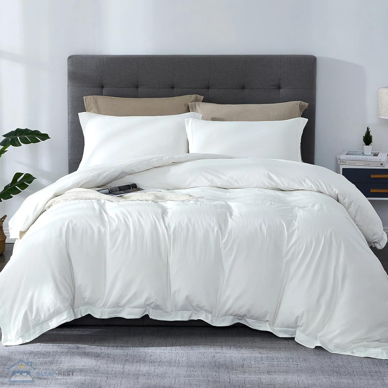 SLEEP-NEST Hotel Luxury Duvet Cover King Size 104"X90", 3 Piece All-Season Bedding Set with Zipper Closure & Corner Ties, 100% Egyptian Cotton, 600 TC, Extra Soft & Breathable Cover &ndash; Light Blue