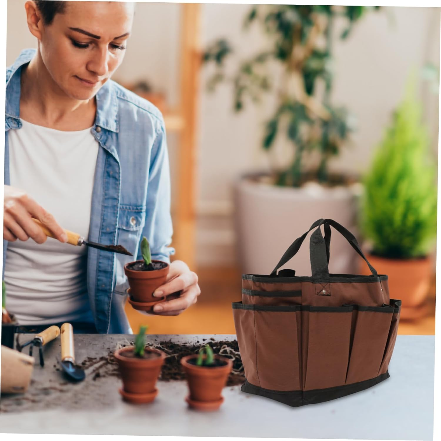 GANAZONO Tool Storage Bag Portable for Gardening Multiple Pockets Made of Oxford Fabric for Carrying Repair Tools and Maintenance Supplies