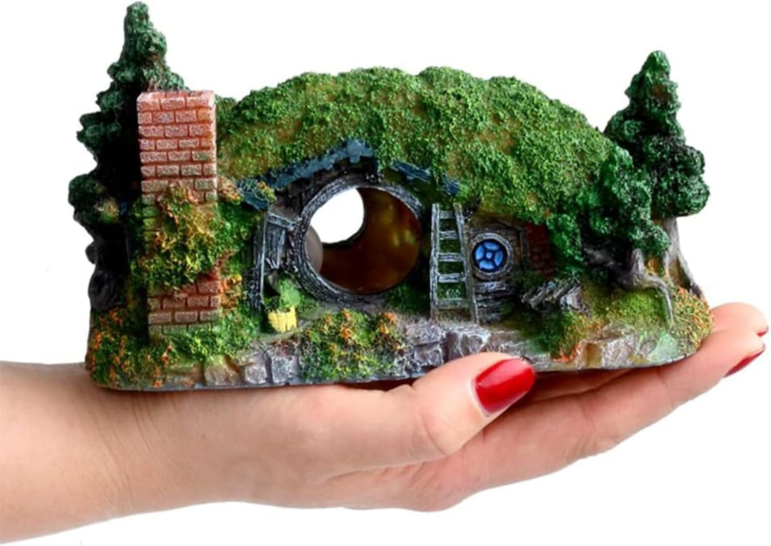 Cozioz Hobbit Castle Aquarium Decorations &ndash; Resin Fish Tank Ornaments for Betta Fish, Perfect for Scene Arrangement and Aquatic Decor image number 4
