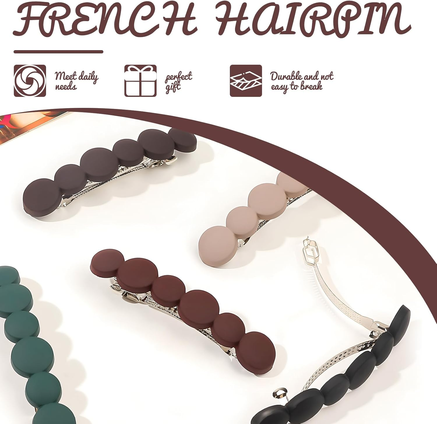 French Hair Clips Women, Chmiss Decorative Hair Clips, 6 Pieces Small Hair Clip Set, Thin Hair Automatic Hair Clip, for Women Girls Thin Hair Accessories image number 2