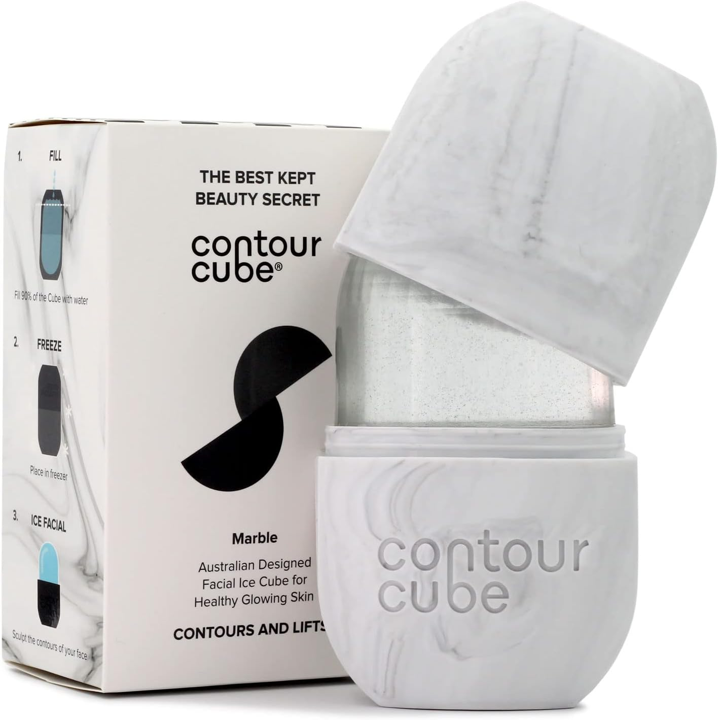 Contour Cube Original - Ice Roller for Sculpting & De-Puffing - Face Ice Roller & Massager with Bpa-Free Silicone - Ice Mold for Face - Skin Care Tools for Daily Skincare (180Ml) - Peach