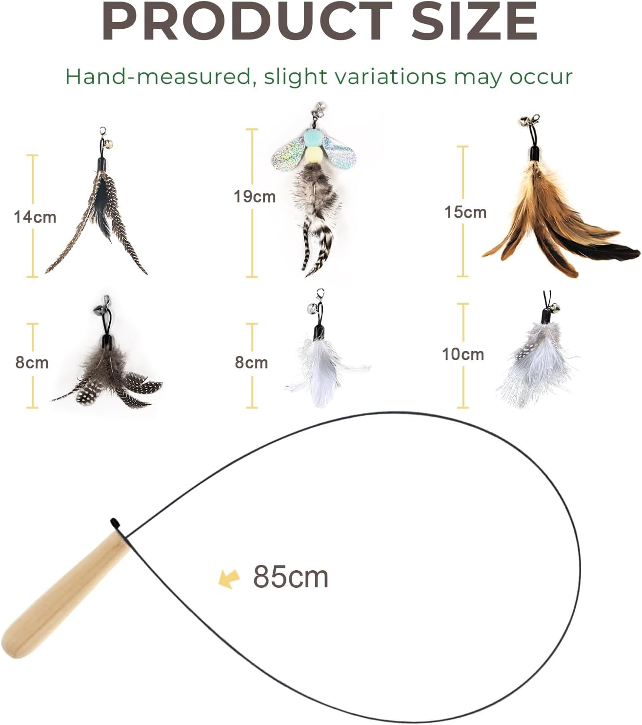 SONGWAY Indoor Cat Teaser - Elastic Cat Teaser + 6 Different Style Interactive Toys, Original Color Spotted Cat Feather Toy image number 1