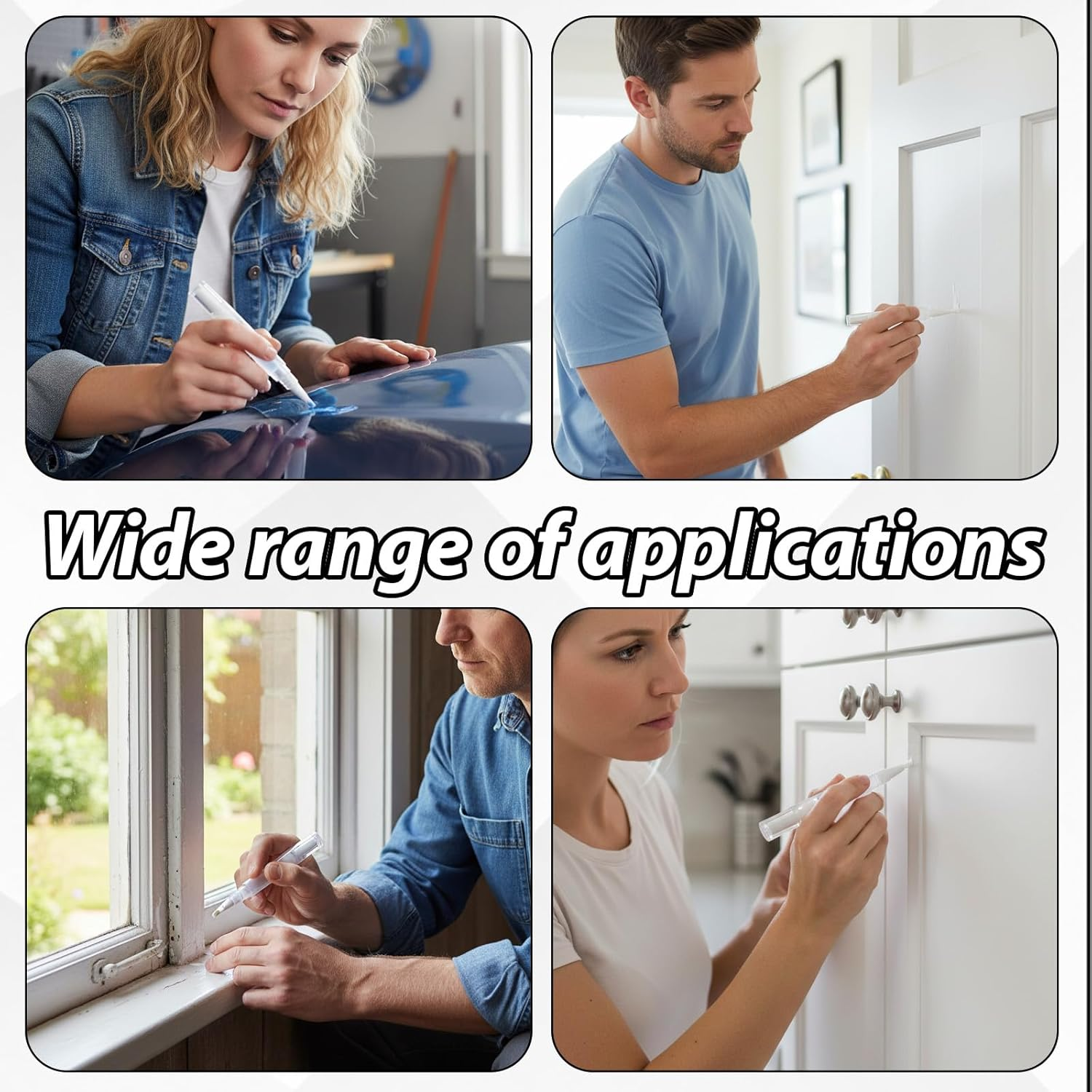 Touch up Paint Pen, 4 Pcs Paint Pens with Brush Tips and 4 Syringe Dispensers, Precision Paint Applicator for Walls, Furniture, Cabinets, Wood Floors, Window Frames image number 6