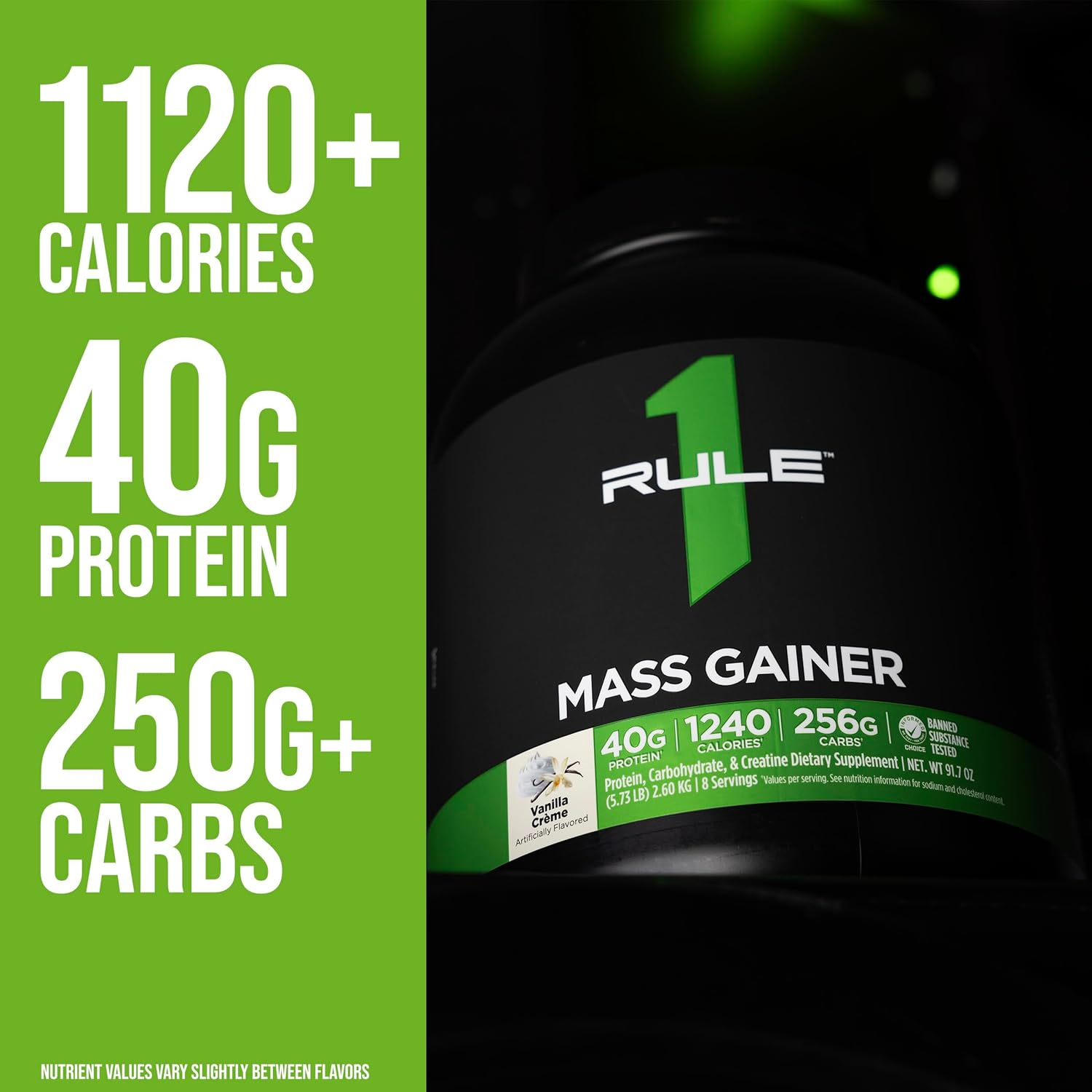 Rule 1 Mass Gainer High Calorie Weight Gainer Supplement 5.18 Kg, Strawberris & Cr&egrave;me (16 Servings) image number 5