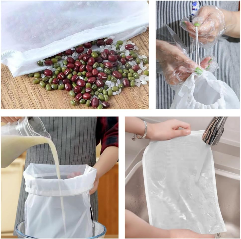 4-Pack Nut Milk Bags &ndash; Food Grade Soy Milk Filter Bags for Almond Milk, Cold Brew Coffee, Juice, Tea & Home Brewing &ndash;Cheesecloth Alternative(30Cm*30Cm)