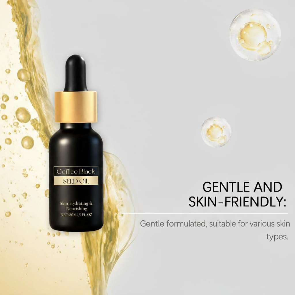 Coffee Black Seed Oil Facial Serum - Deeply Moisturizing, Firming & Nourishing Face Oil for All Skin Types, Lightweight Texture for Long-Lasting Hydration, Anti-Aging & Skin Glow (2PCS) - 2Pcs image number 4