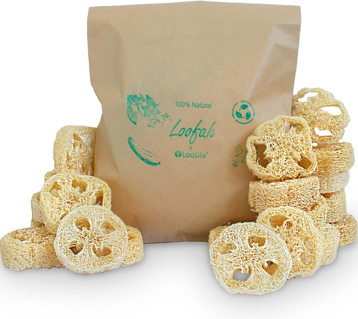 Natural Loofah Slices for Soap Making (20 Pack) - Organic Loufa Slices Cuts - Loofah Bulk - Soap Making Supplies - Natural Luffa Soap Making image number 3