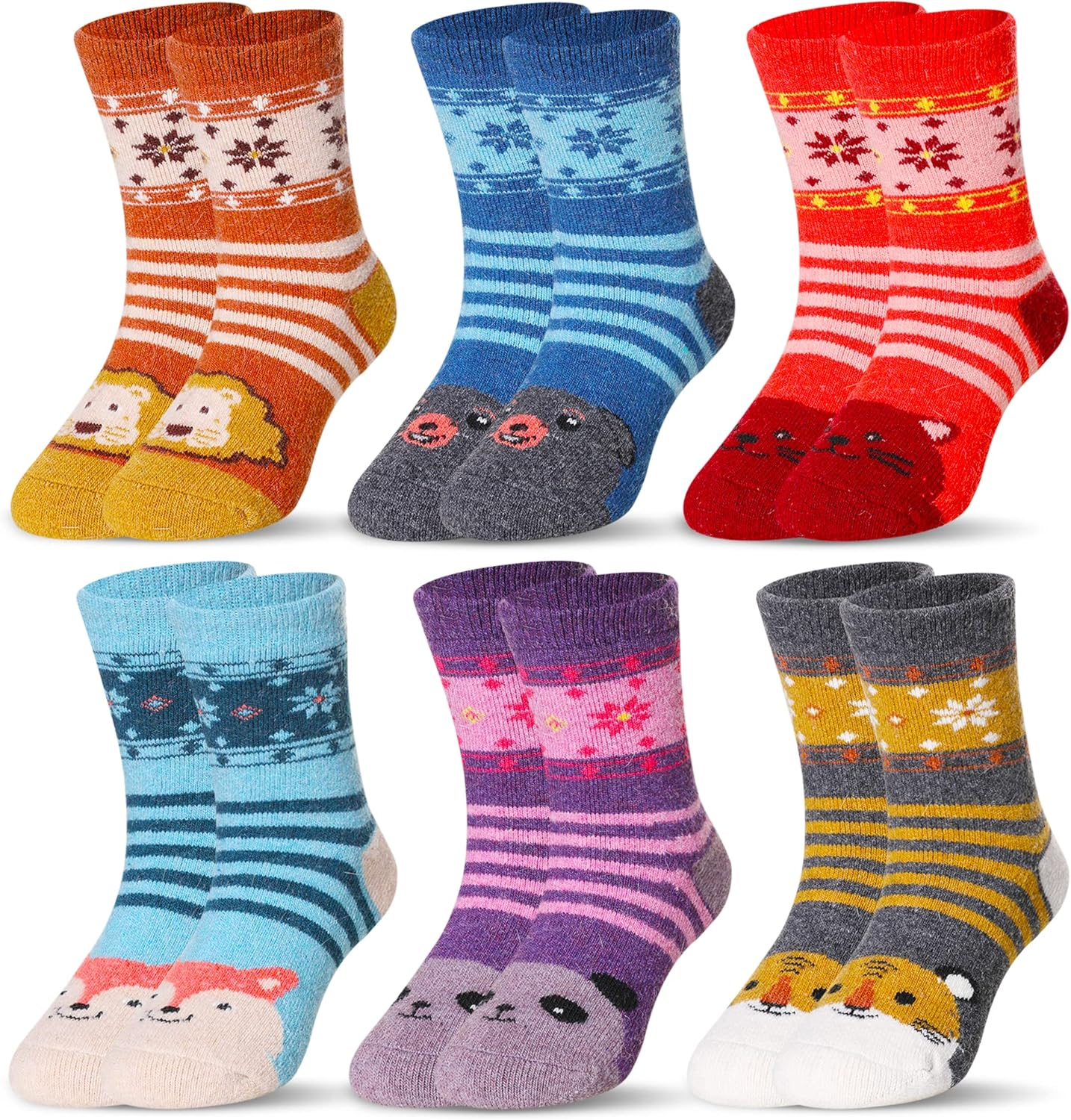 Eocom 6 Pairs Children'S Winter Warm Wool Socks Kids Boys Girls Socks image number 3