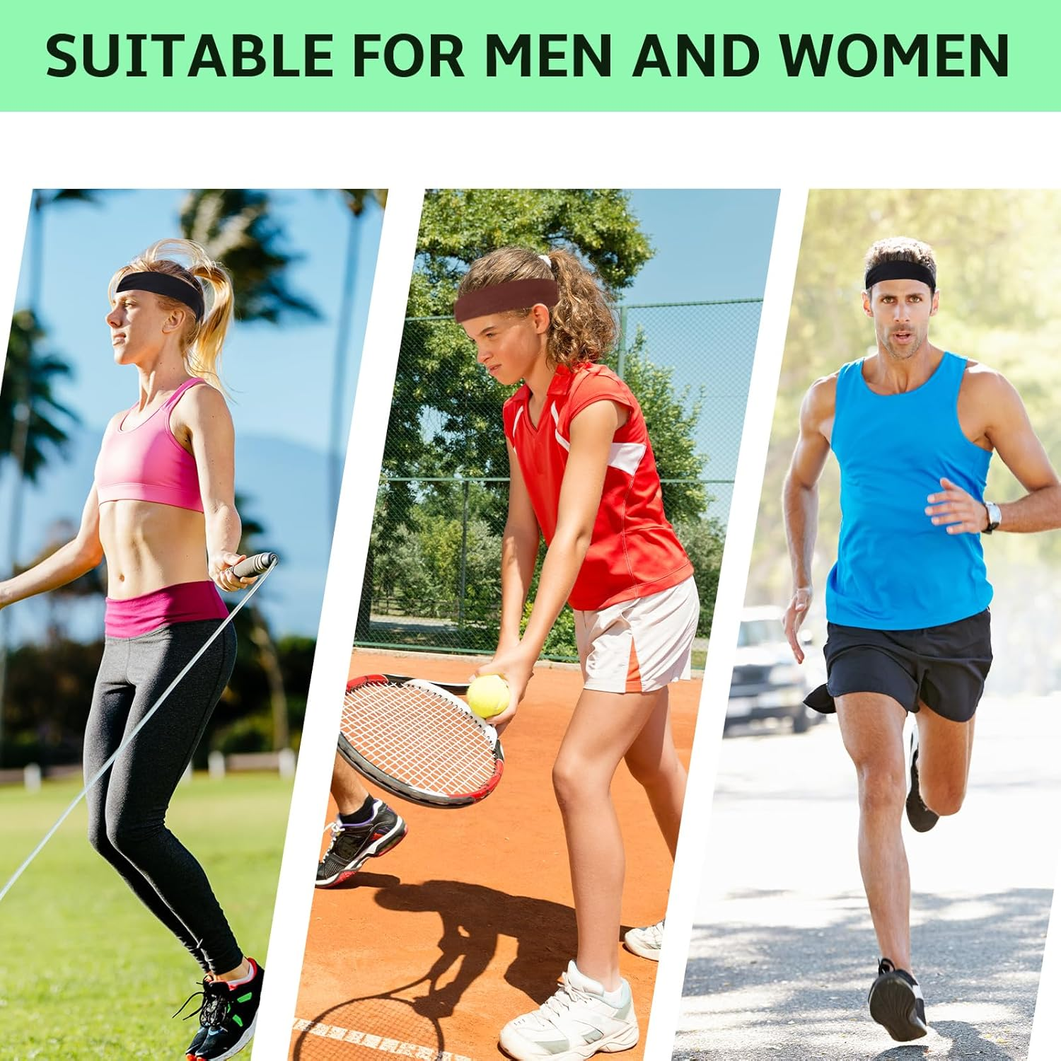 Sularpek 2 Pack Headbands for Women'S Hair, Soft Stretchy Hair Band, Head Bands Adult Women, Fabric Headband for Makeup, Yoga, Running, Unisex Gym Yoga Headbands(Black and Brown) image number 4