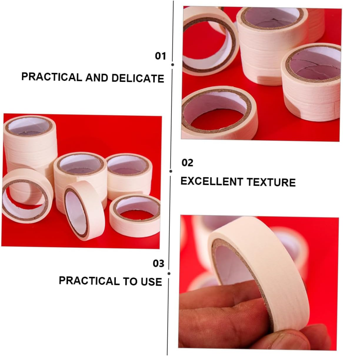 3Rolls Separation Marking Paper Tape Hand Tears Masking Tape for Painting Labeling Packing Craft image number 4