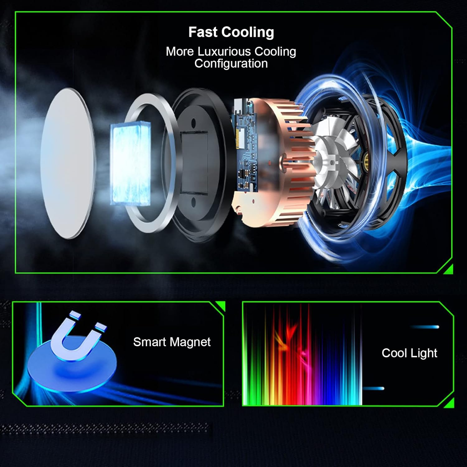 Phone Cooler, Cellphone Radiator Phone Cooling Fan Intelligent Temperature Control Lightweight Portable Universal Phone Radiator for Gaming Live Streaming image number 1