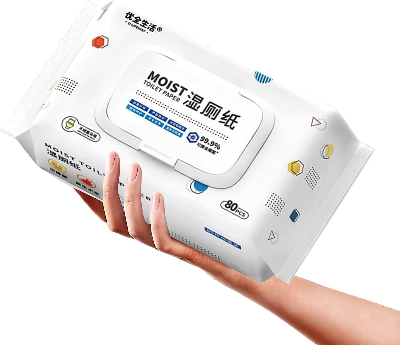 Mumoo Bear Wet Toilet Paper, Adult Flushable Wipes - 1 Pack/80 Wipes in Total (1 Packs of 80 Each) | Plant-Based Fibers for Direct Skin Contact and Toilet-Friendly Use in Personal Cleansing Routine