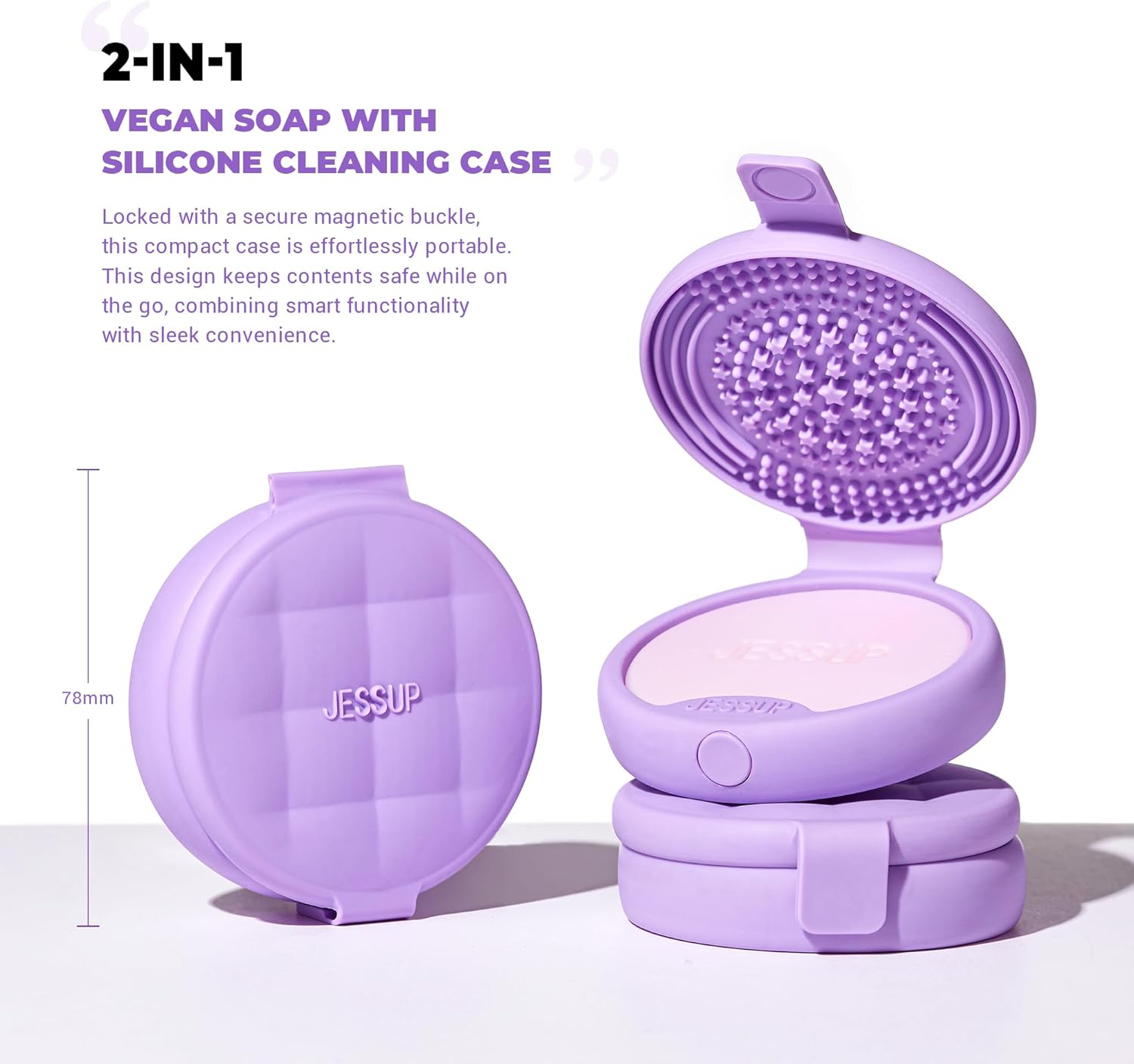 Jessup Makeup Brush Cleaner Mat Silicone with 2Pcs Solid Soap, Portable Cleaning Tool for Cleaning Makeup Sponges Brushes, A013 image number 3