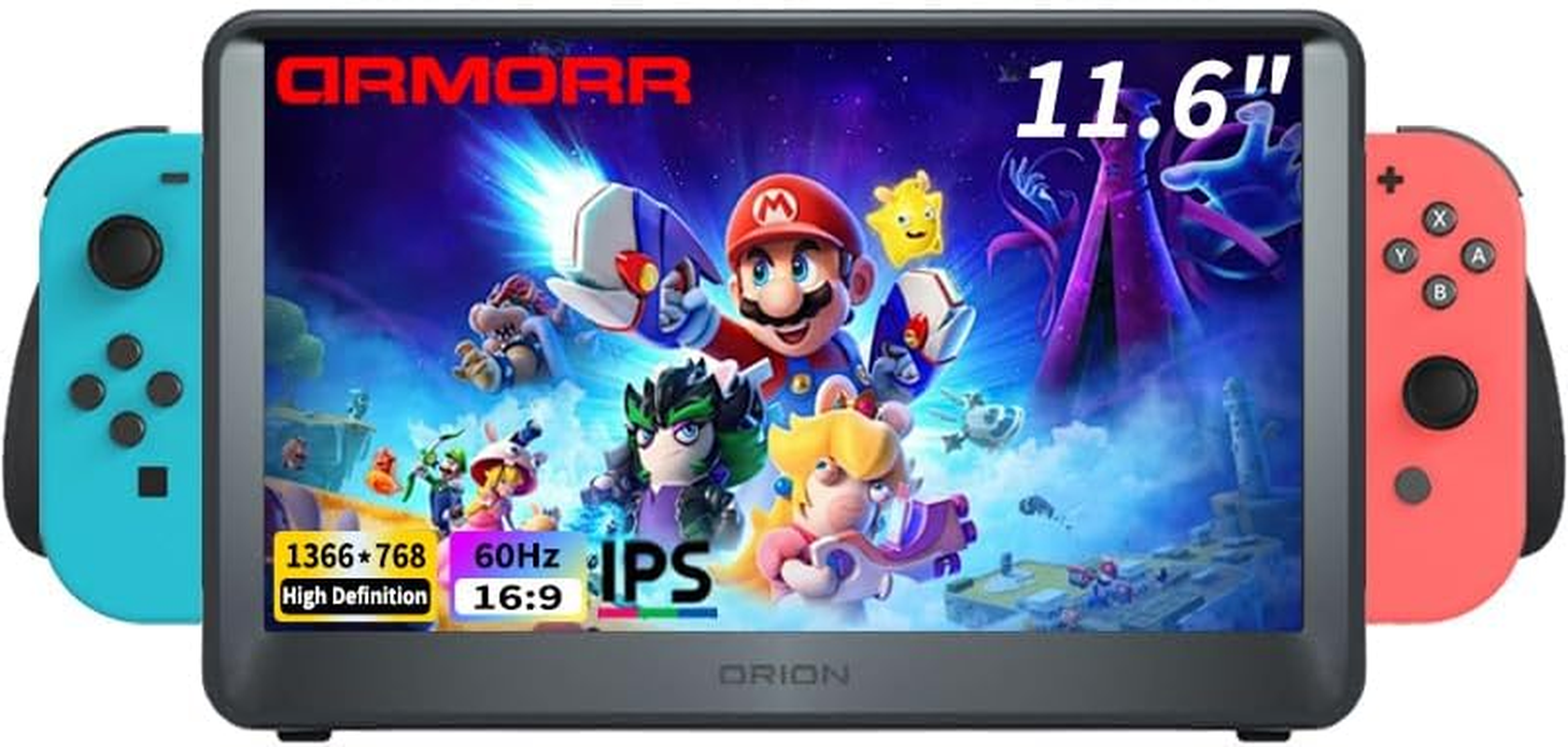 Orion Portable Monitor - 11.6" HD IPS Gaming Display & Dock for Switch, Compatible with HDMI Consoles, Xbox, PS5, Mobile Gaming Devices - Stereo Speakers, Ergo Handles