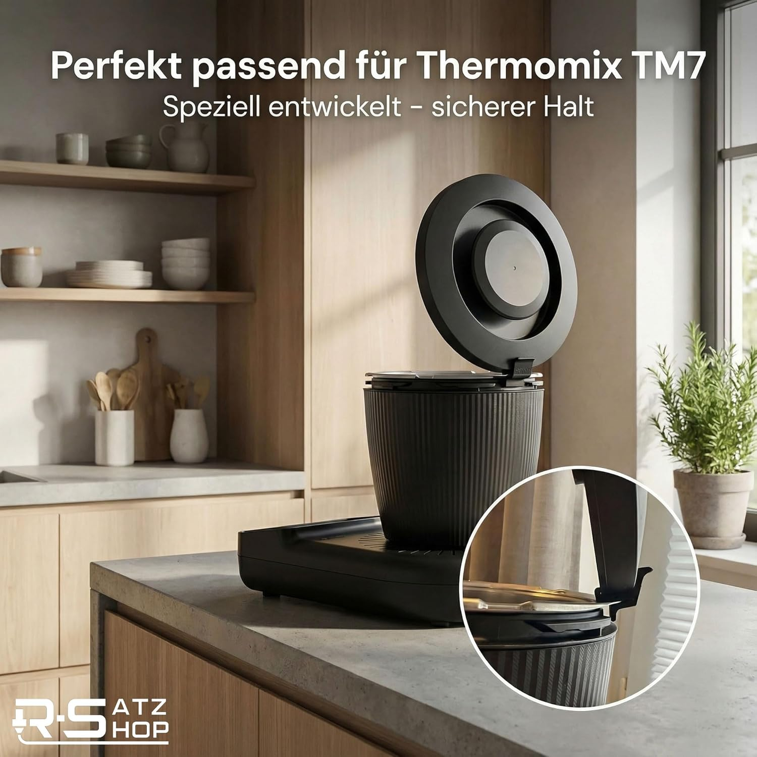 R-Satz Shop Lid Holder Compatible with Thermomix TM7 Practical Pack of 2 Holder for Mixer Lid Clean and Space-Saving Accessories for Storage (2) image number 1