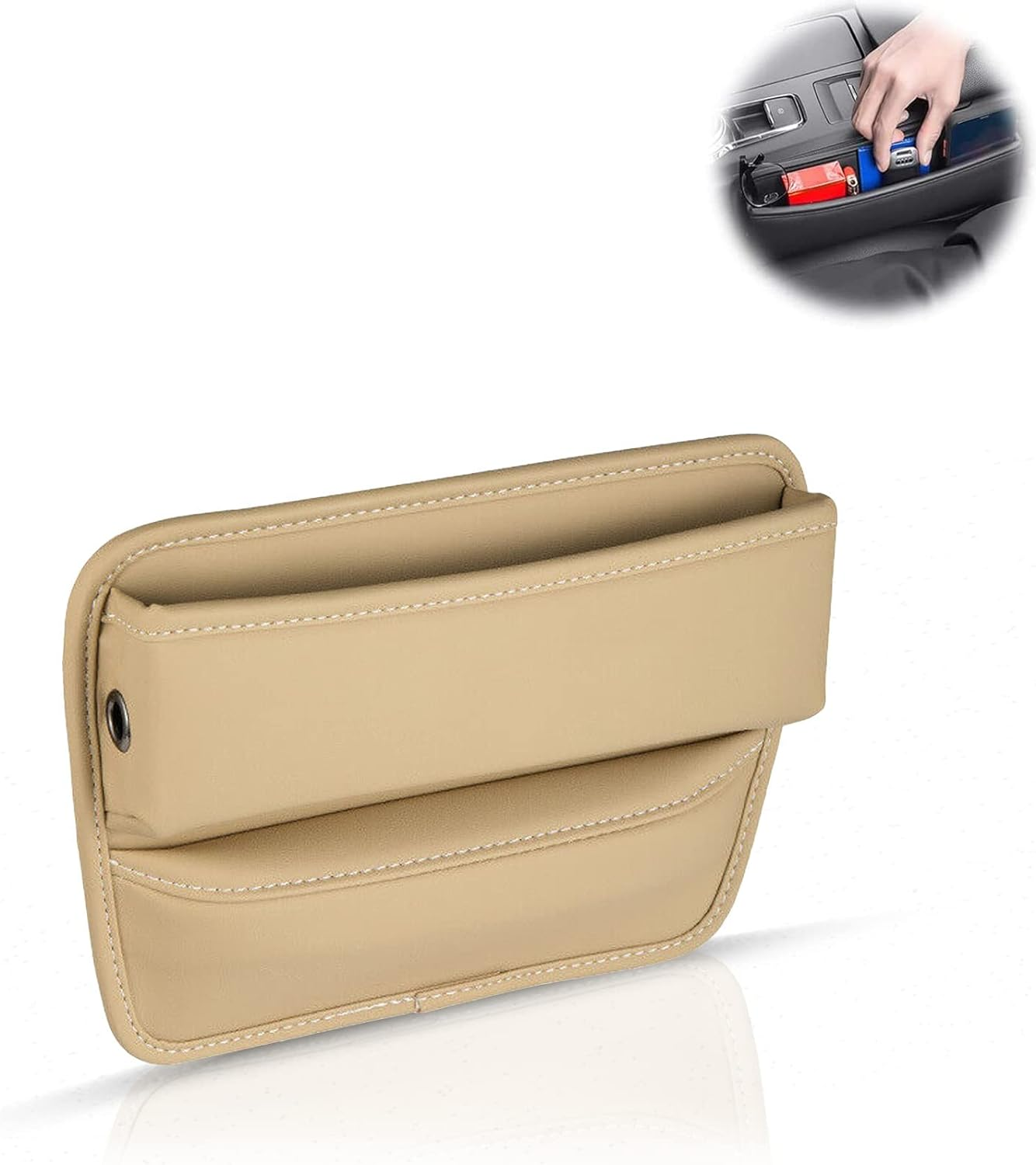 Leather Car Seat Storage Box, 2023 New Car Seat Gap Filler Organizer, PU Leather Car Seat Storage Box, Console Side Pocket Organizer Holds for Phone, Wallet, Cards, Keys (Black)