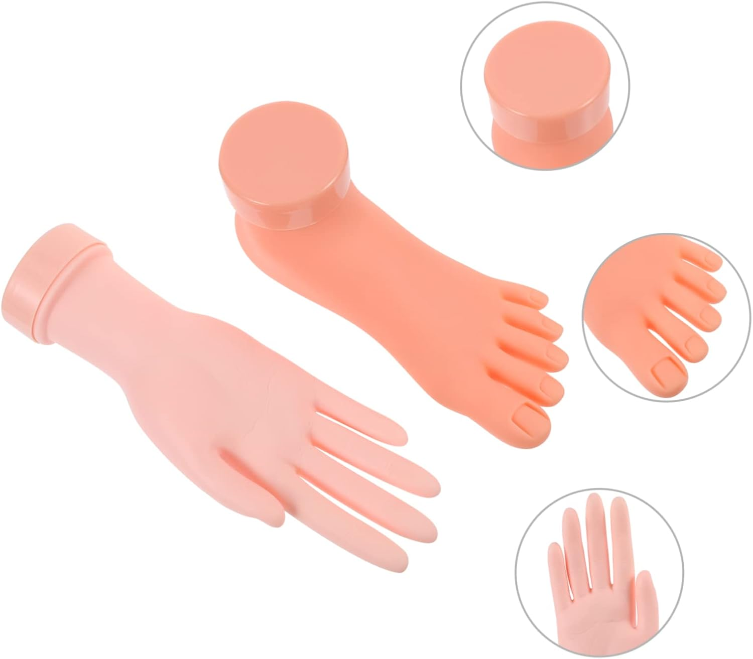 Gatuida 2Pcs Manicure Training Tool Fake Left Hand and Foot Nail Art Practice Model Durable Realistic Soft Finger and Toe for Nail Design Beginners Random Color image number 5