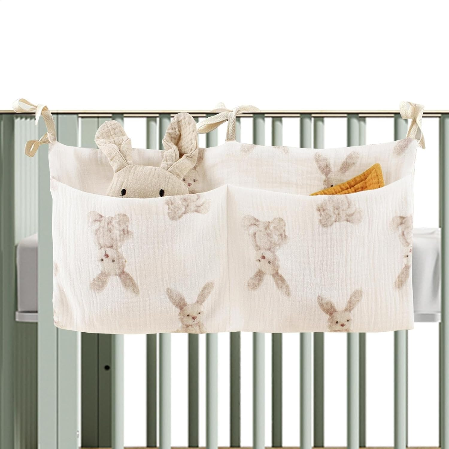 Pocket Organizer for Crib - Cartoon Quilted Diaper Bag, Cute Diaper Bag | Cartoon Quilted Diaper Organizer | Cute Diaper Bag, Hanging Storage Bags image number 1