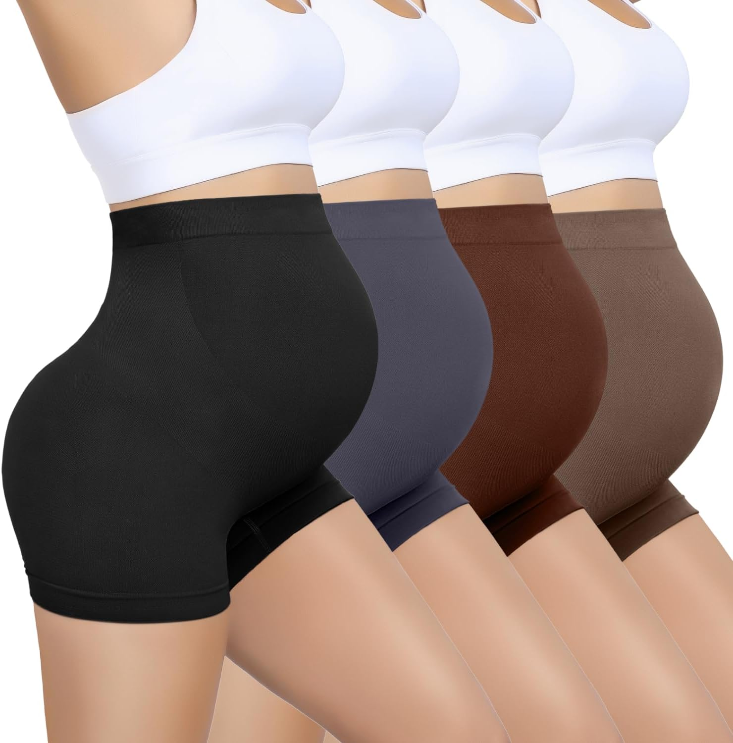 Seamless Maternity Underwear over Belly Support Boyshorts, Pregancy Shapewear Panties for Women