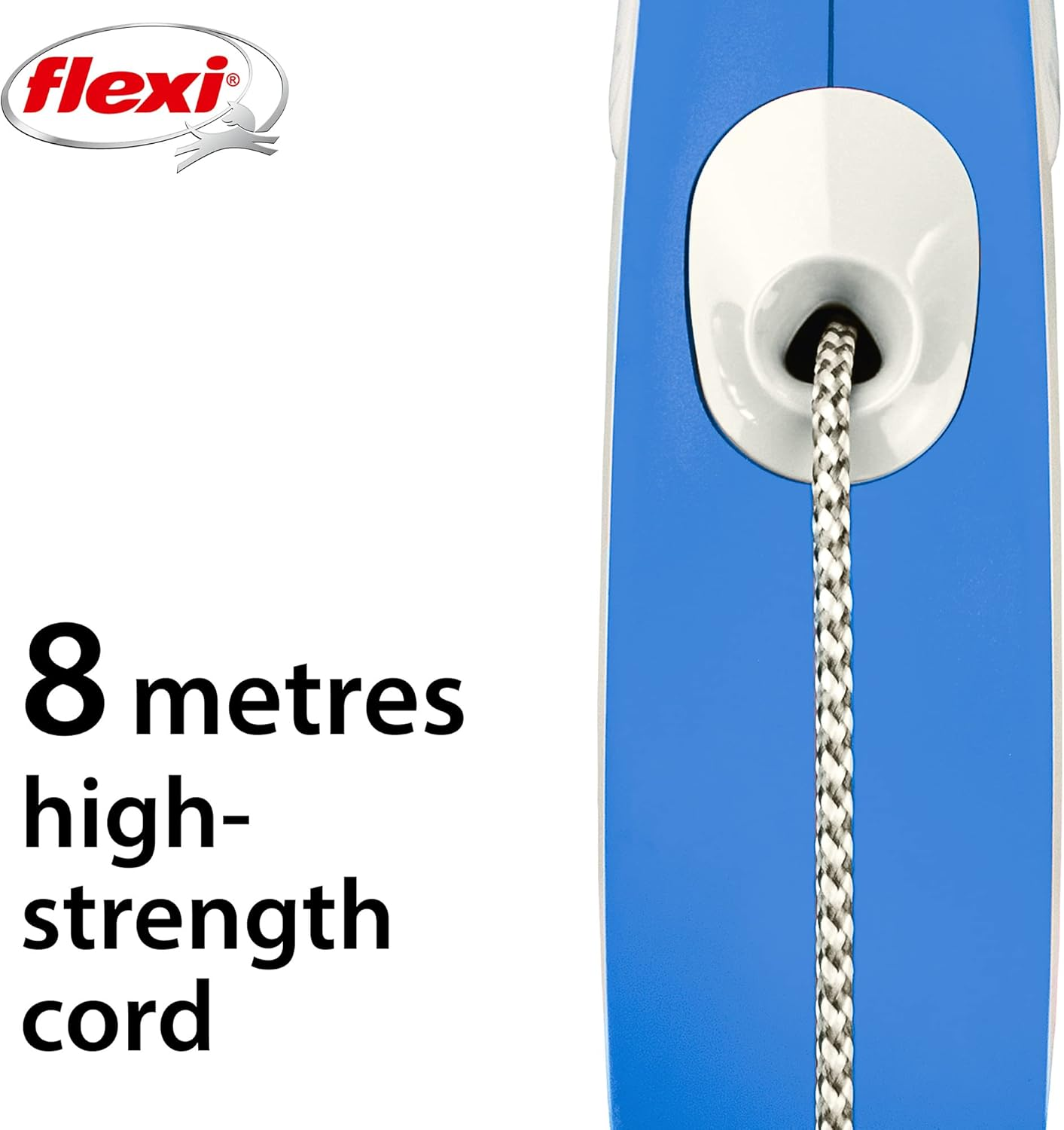 Flexi New Comfort Cord Grey & Blue Medium 8M Retractable Dog Leash/Lead for Dogs up to 20Kgs/44Lbs