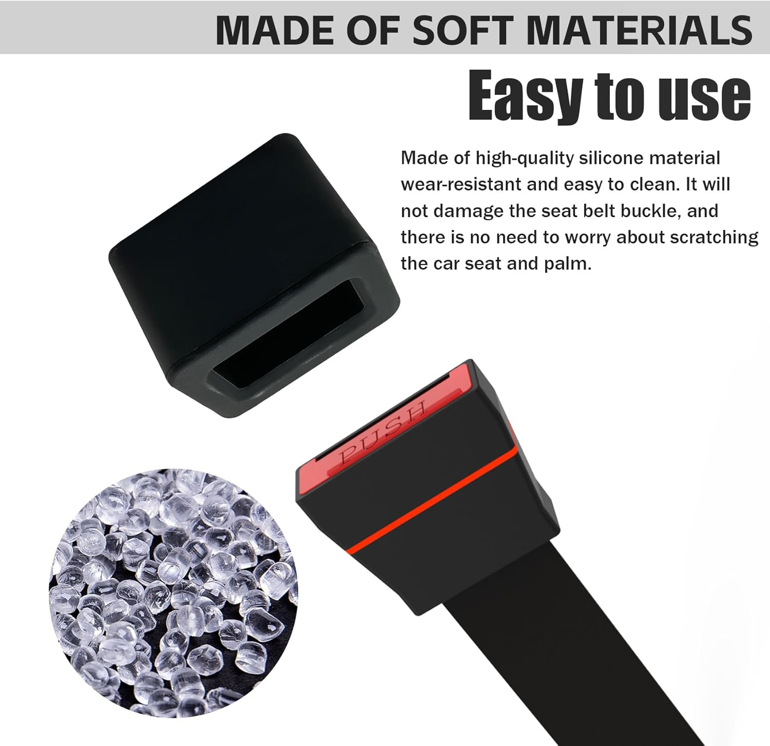 NTNEV 2PCS Seat Belt Buckle Holder, Silicone Seat Belt Buckle Booster, Keep the Seat Belt Buckle Upright and Stable, Raises Seat Belt Buckle for Easy Access, Car Accessories (Black)