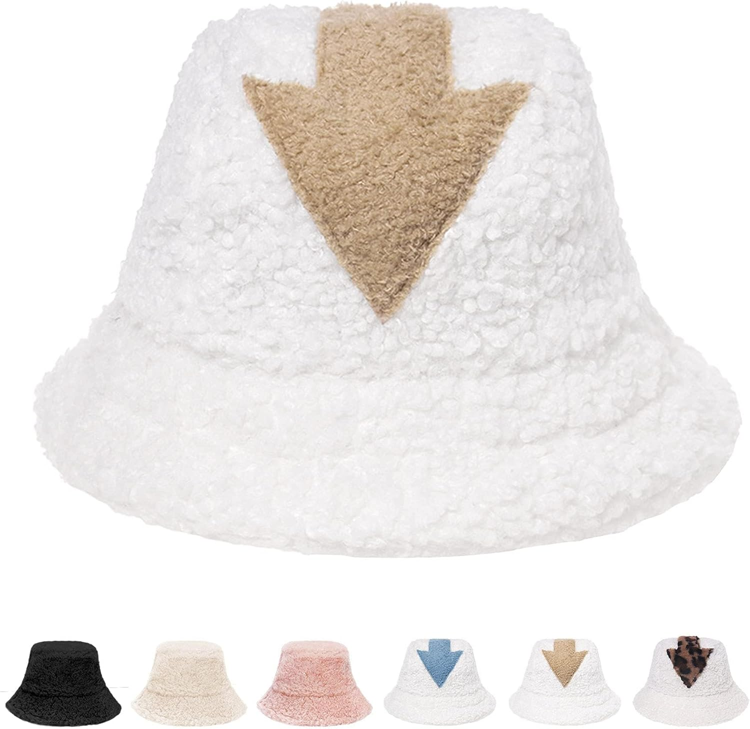 Hebenie Winter Bucket Hat - Women Fluffy Fisherman Hat Soft Faux Winter Fuzzy Furry Warm Thicken Wide Brim Plush Hat for Women Girls