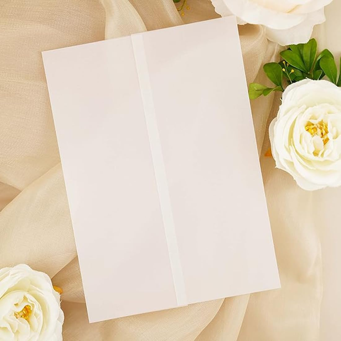 100 Pack Vellum Jackets for Invitations, 5X7Inch Pre-Folded Translucent Vellum Wrap Jackets, Vellum Paper Translucent Paper Envelope Liners for Wedding Baby Shower Birthday Invitations