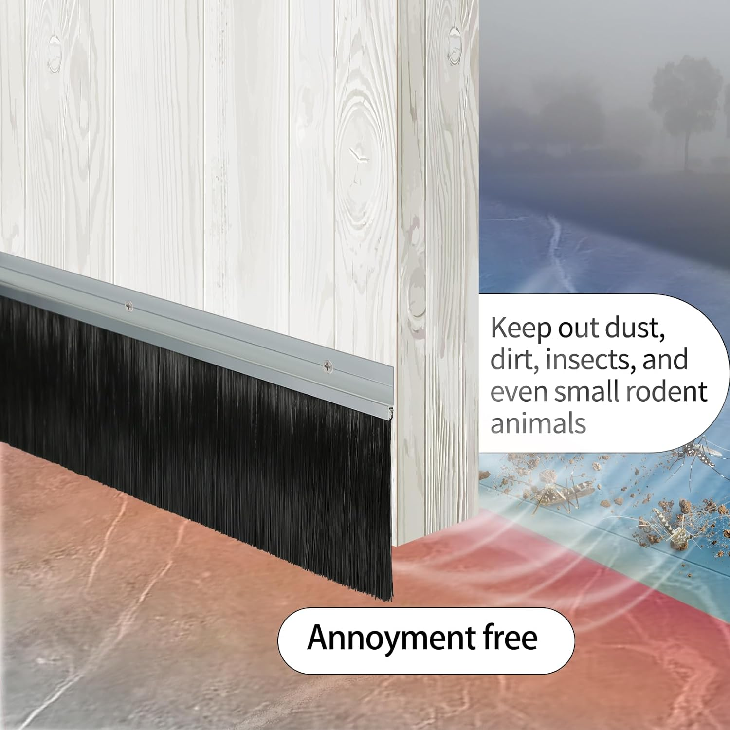 Retsun 1 Set 2.5 Inches Net Width Door Brush Sweeps Seal Garage Roll up Door Brush Durable Easy Mounting for Exterior Doors (2.5 Inches, 1) image number 1