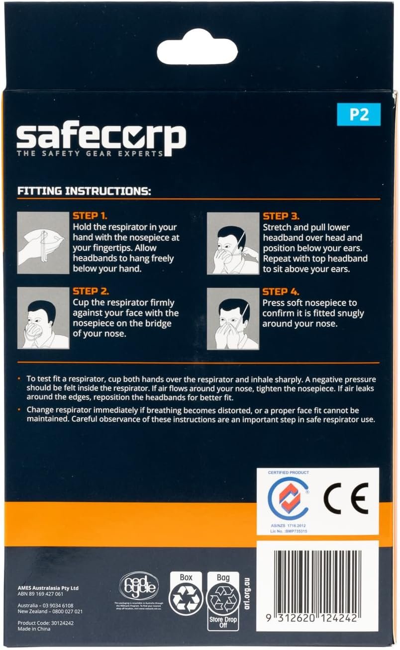 P2 DISPOSABLE RESIPIRATOR MASK 20PK image number 1