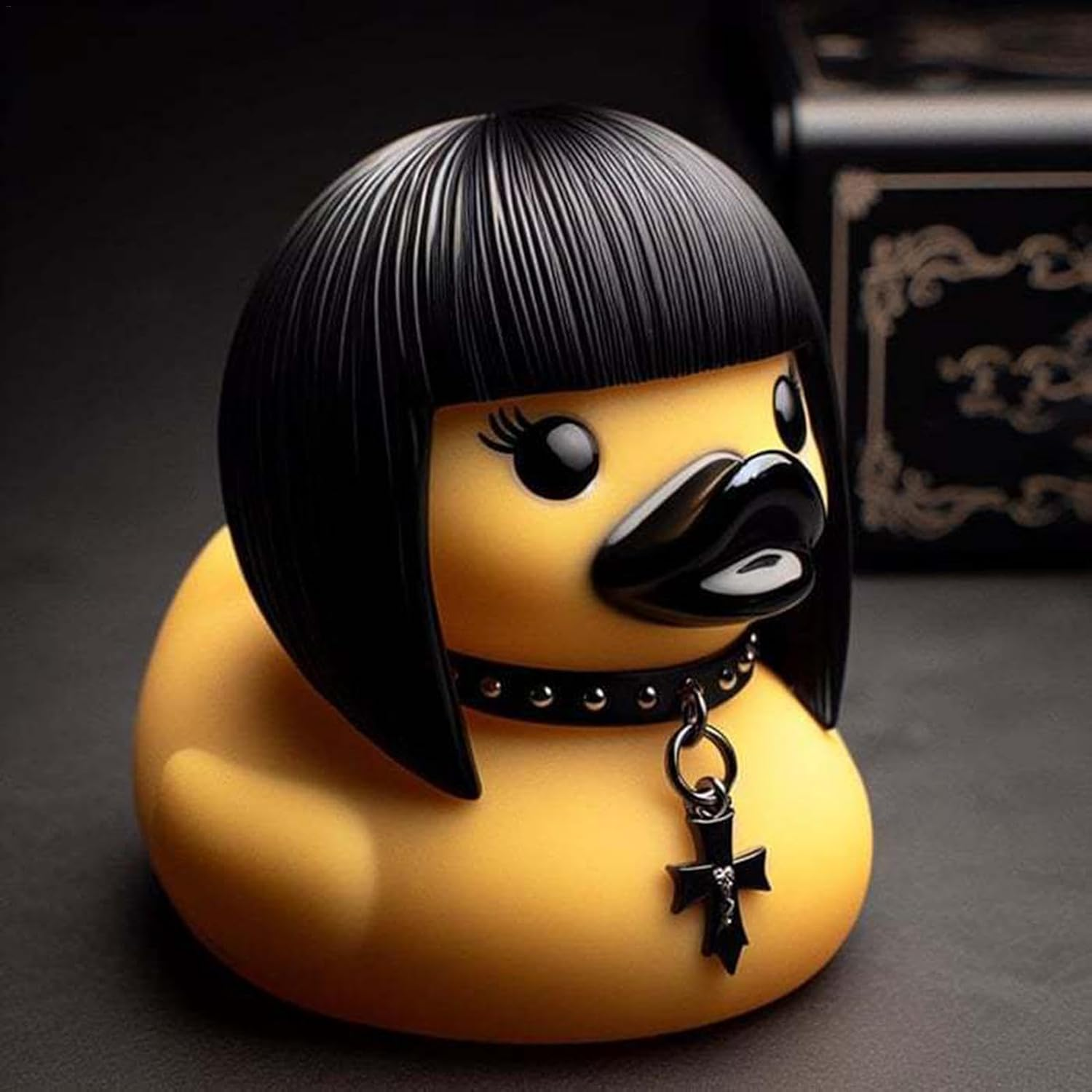 5 Duckieville Duck Statue, Gothic Duckieville Duck, Resin Black Rocker Duck Sculpture Collectibles, Animal Figure Gothic Duck Statue, Collection Figure Satan Duck, Duck Figure for Home Decoration image number 3