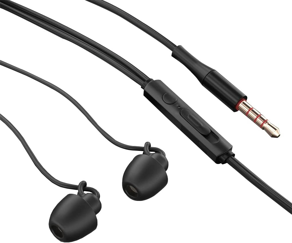 Anti-Noise Sleeping Headphones with Microphone Button Control Headset Noise Cancelling Earphone Supply Household, Double 3.5Mm Black