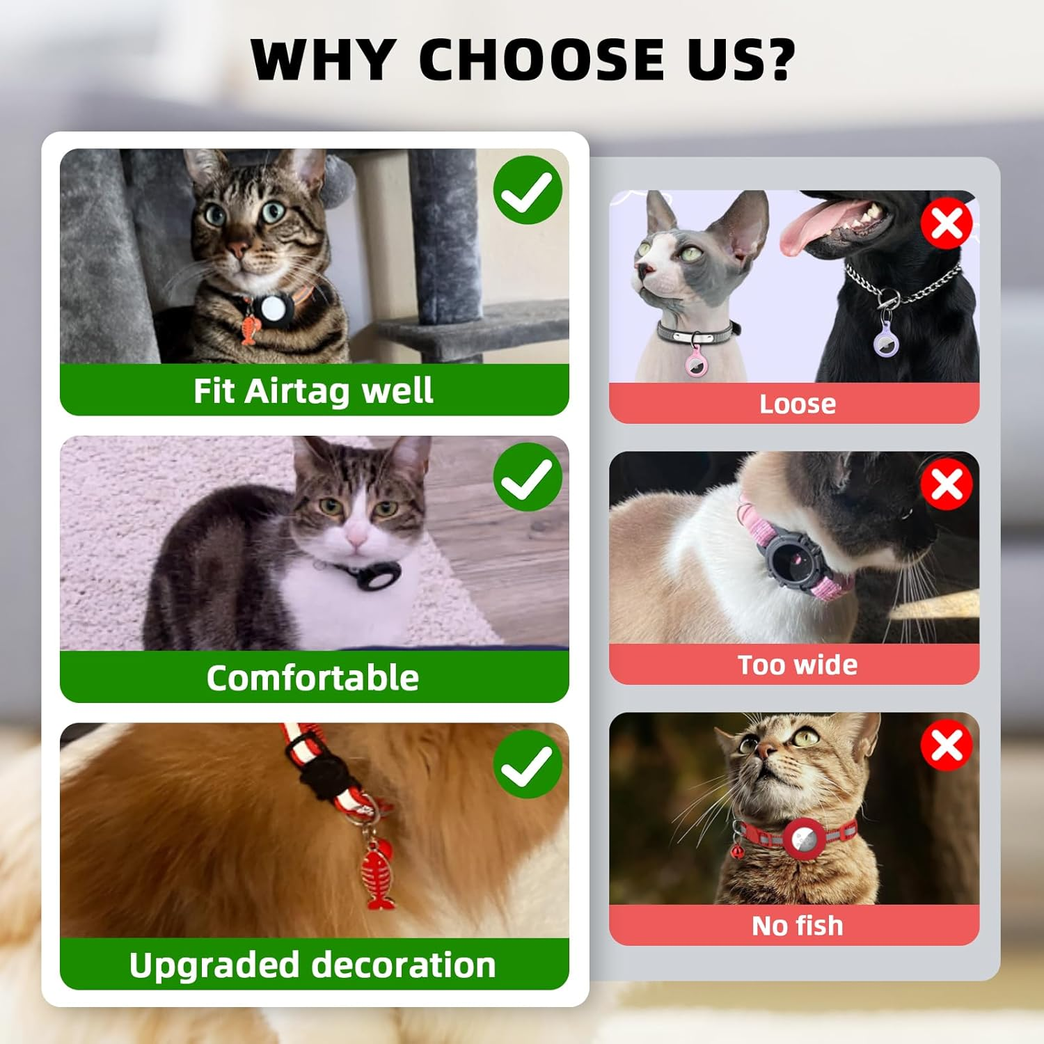 Simplethings Airtag Cat Collar, Air Tag Collar with Bell and Safety Buckle in 3/8'' Width, Reflective Waterproof Holder Compatible Apple for Dog Kitten Puppy (Black+Blue) - Black+Blue image number 2