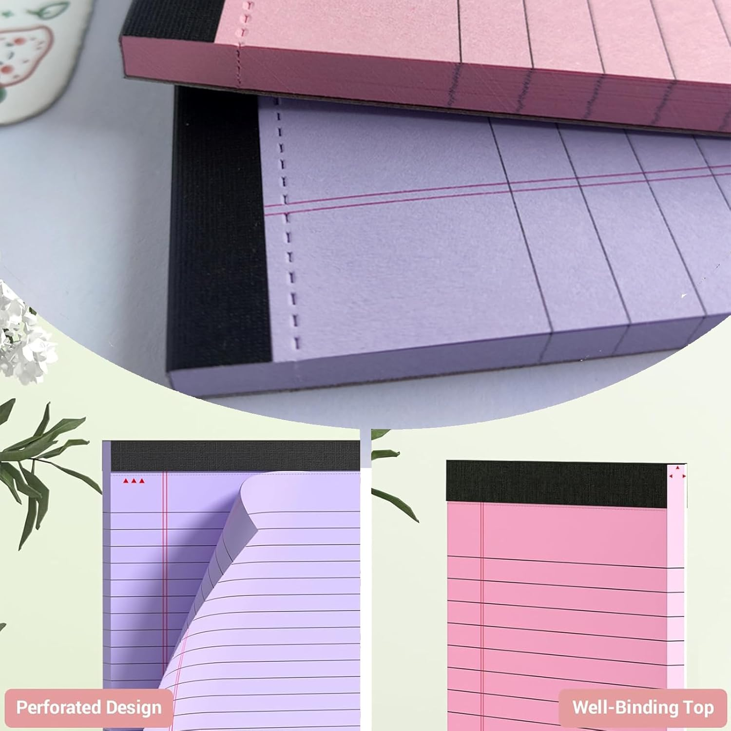 8Pcs Small Legal Pads 5X8,Note Pads 80GSM Thick Lined Paper 50 Sheets Colored Note Pads Paper College Ruled Notepad Clear Print Writing Pads Notebooks for Work (4 Color)