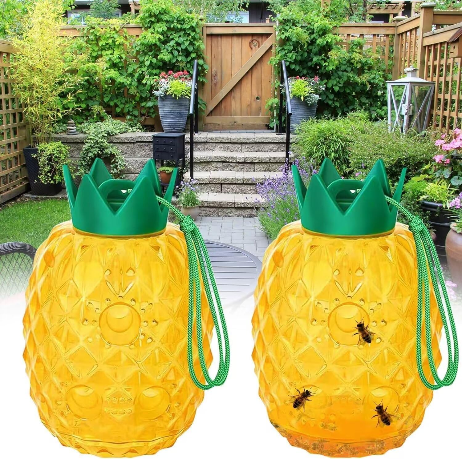 Wasp Trap Outdoor Hanging, 2Pack Bee Traps Catcher, Outdoor Hanging Non-Toxic Reusable Hornet Yellow Jacket Trap Hanging
