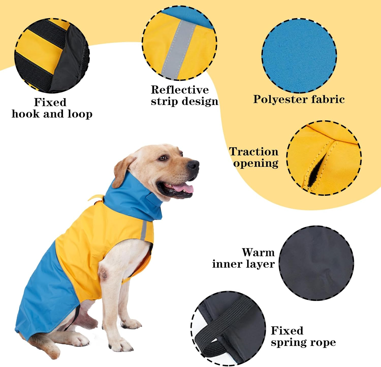 IUOUTG Large Dog Raincoat Reflective Dog Rain Jacket Waterproof Dog Rain Coat with Leash Hole Soft Adjustable Dog Poncho for Small Medium Dog Walking image number 5